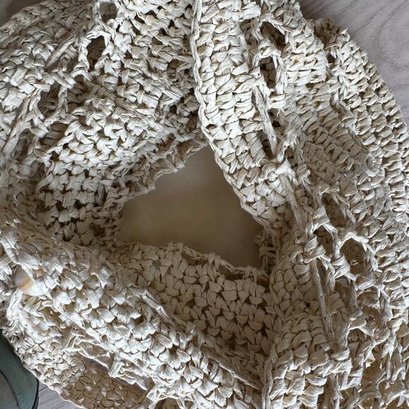 L*SPACE Nova Raffia Crossbody Bag Natural 14x11.5x9 Beach Drawstring Straw NEW - Picture 9 of 10